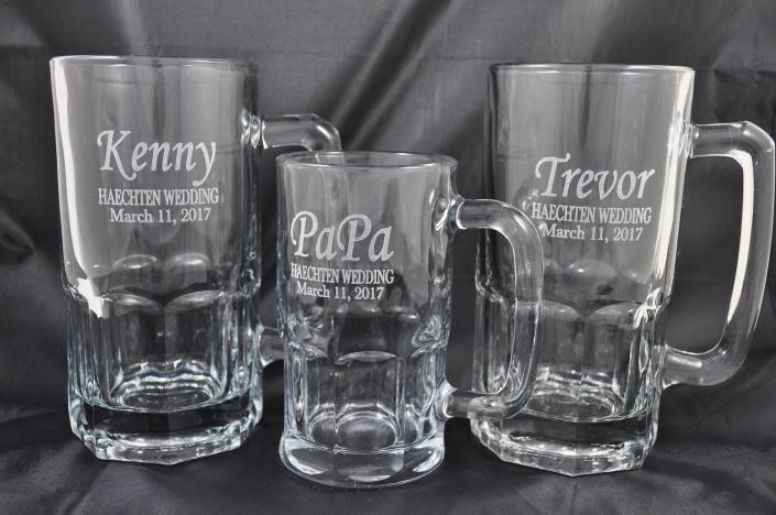 For the for Hachten Wedding, we applied our nifty laser engraving technique to these decadent beer steins! 